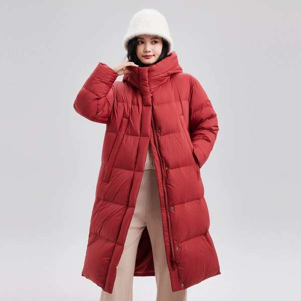 Áo khoác phao lông vũ nữ dài có mũ ấm áp, chống lạnh sang...