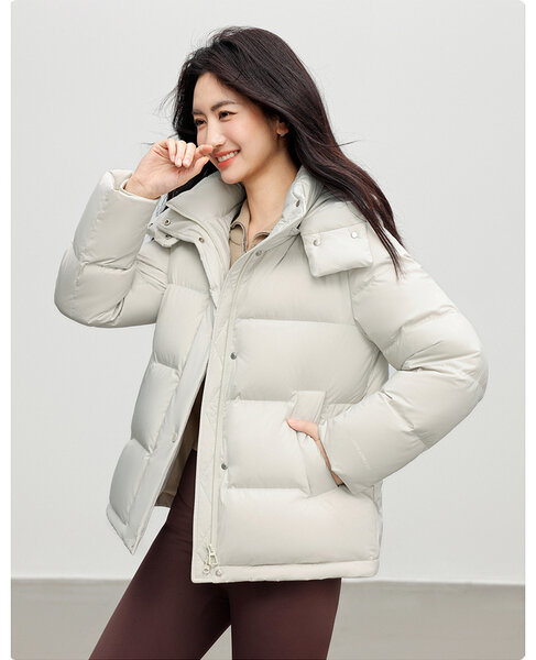 Áo khoác phao lông vũ nữ dáng ngắn giữ ấm mùa đông