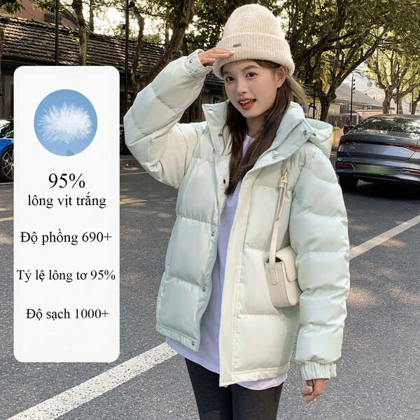 áo khoác phao lông vũ dáng ngắn unisex cho nam và nữ