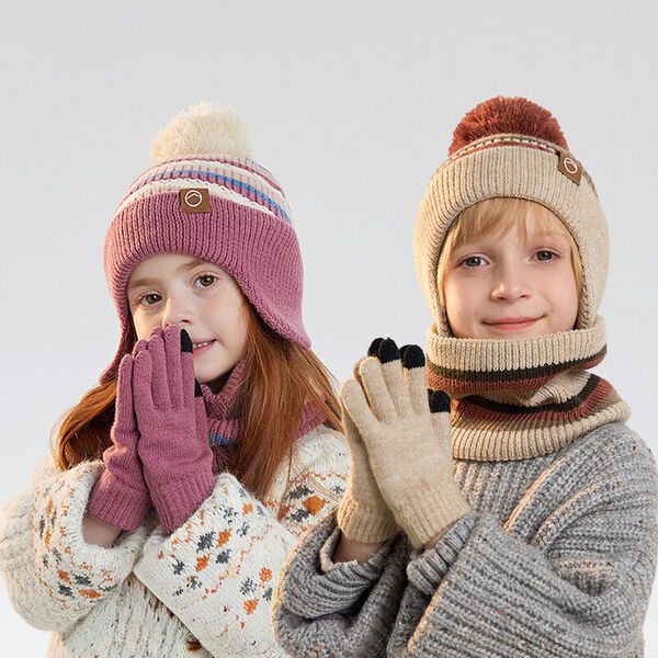 Bộ mũ, găng tay và khăn quàng cho trẻ em – mùa đông, có lót...
