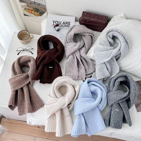 Khăn choàng len lông cừu cao cấp cho nữ mùa đông, dày dặn giữ...