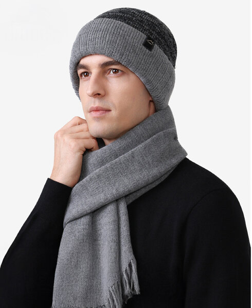 Bộ mũ len và khăn cổ nam nữ có lót nỉ dày, giữ ấm mùa thu...