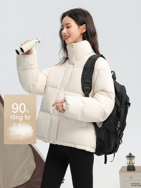 Áo khoác phao lông vũ nữ phong cách đơn giản, giữ ấm mùa đông