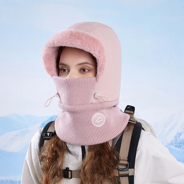 Mũ len nữ trùm đầu liền cổ giữ ấm mùa đông