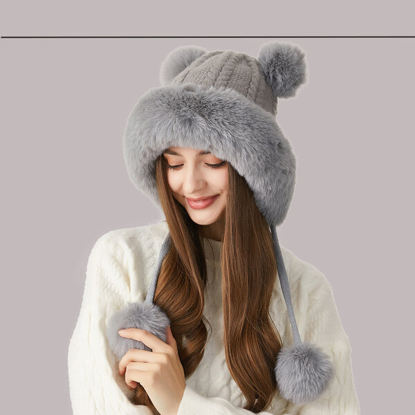 Mũ len nữ mùa đông, kiểu dáng đan dây thừng