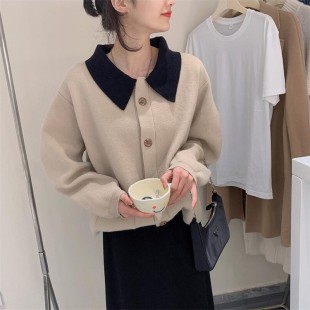 Áo len nữ cổ áo cổ điển phong cách retro