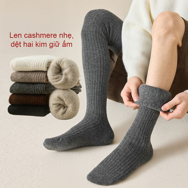 Vớ tất nam dài qua gối có lót lông giữ ấm chống lạnh mùa thu...