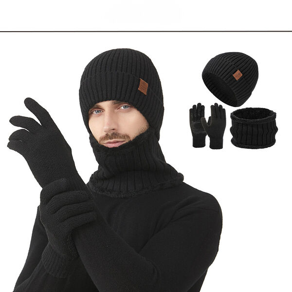 Bộ 3 món mũ len, khăn quàng cổ, găng tay nam mùa đông 