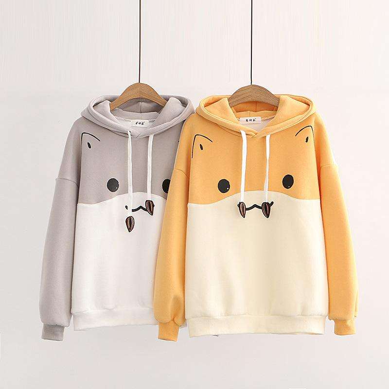 Áo hoodie nữ hình chú chuột Hamster ăn hạt