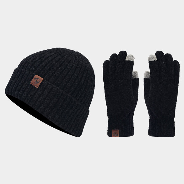 Bộ mũ len kẻ sọc + găng tay nam nữ, giữ ấm thu đông