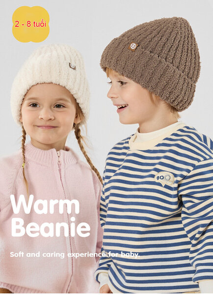 Mũ len lật gấu bông Teddy giữ ấm mùa đông cho trẻ em, có lót...