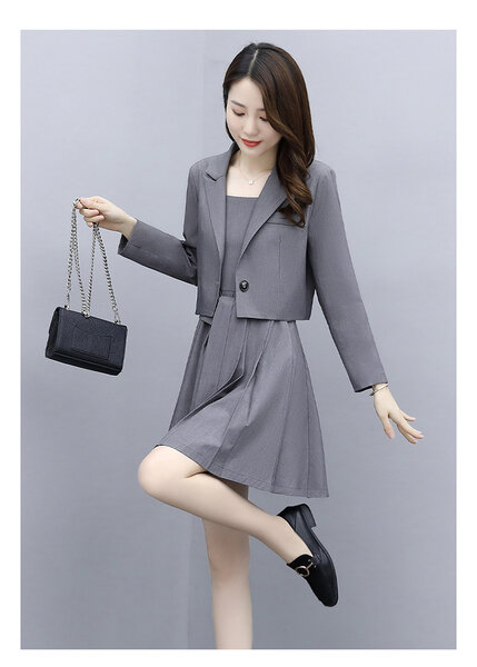 Váy liền thân nữ dài tay bộ 2 món, kiểu thanh lịch tôn dáng,...