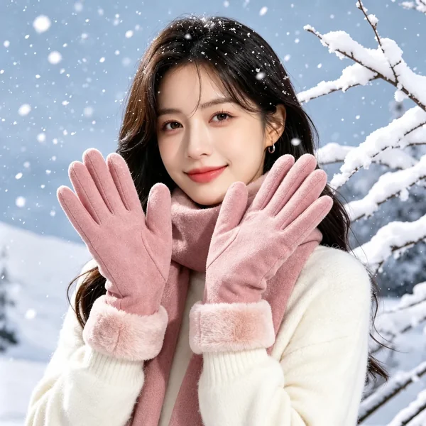 Găng tay thu đông nữ lót nhung màn hình cảm ứng
