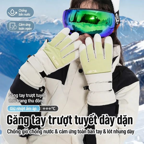Găng Tay Trượt Tuyết Nữ Mùa Đông Giữ Ấm, Chống Nước,...
