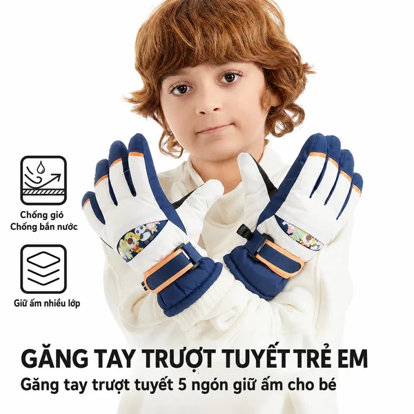 Găng Tay Trượt Tuyết Trẻ Em Mùa Đông Chống Nước, Lót Nhung...