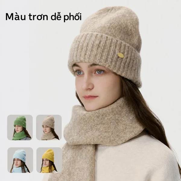 Mũ len dệt kim trơn màu cho nam và nữ, dày dặn giữ ấm, che tai