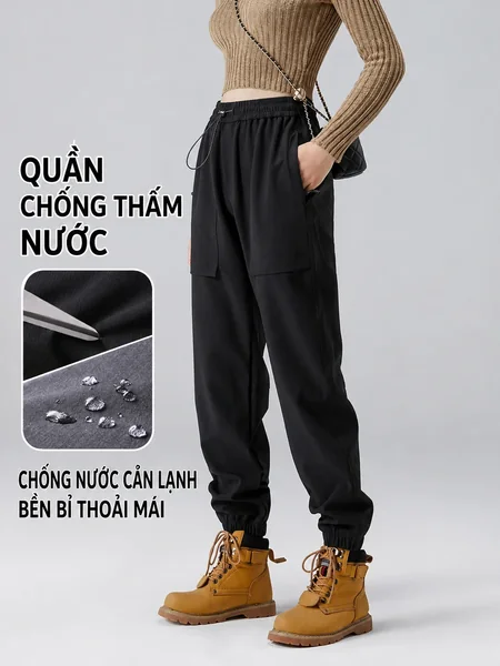 Quần dài nữ lót nỉ dày dặn cho mùa thu đông, chống gió chống...