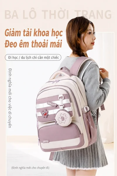 Balo nữ đi học kiểu tối giản, dung tích lớn, nhẹ, bảo vệ...