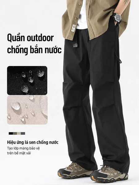 Quần dài đi tuyết nam chống nước, dáng rộng ống suông