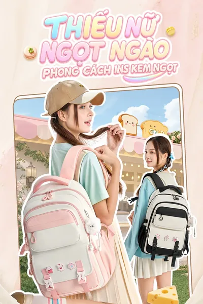 Ba lô nữ màu sắc ngọt ngào, thiết kế nổi bật, dung tích lớn