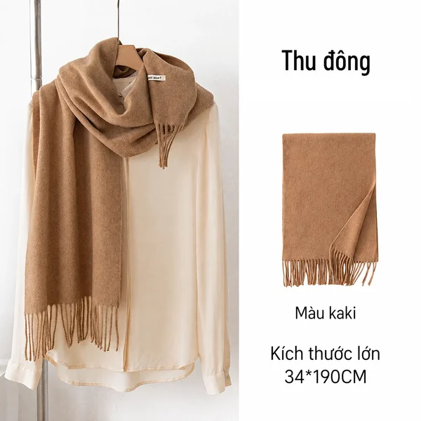 Khăn quàng cổ nữ trơn màu, giữ ấm mùa đông, kiểu cho cặp...
