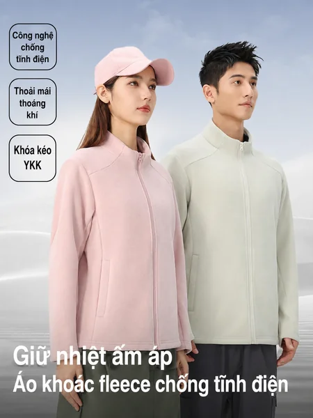 Áo khoác nỉ lông cừu nam nữ, lớp giữa đi tuyết, phù hợp...