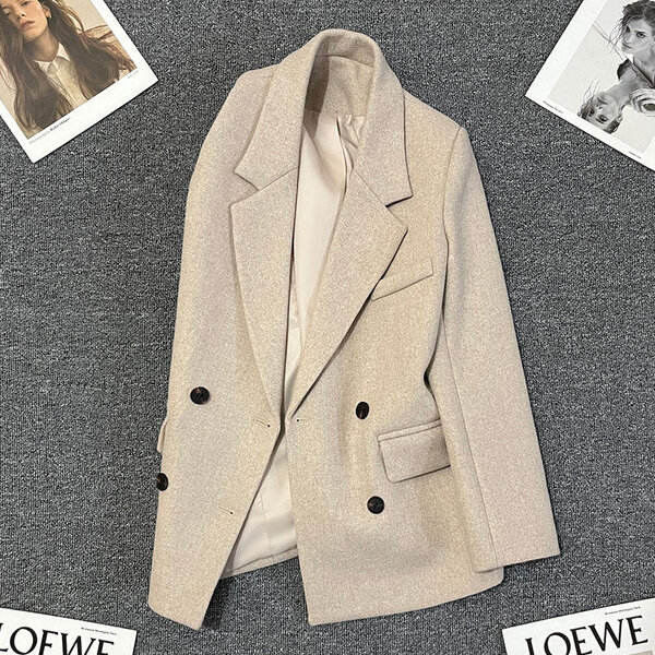 Áo khoác dạ blazer nữ phong cách Hàn Quốc dày dặn giữ ấm mùa...