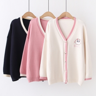 Áo khoác len cardigan nữ hình mèo