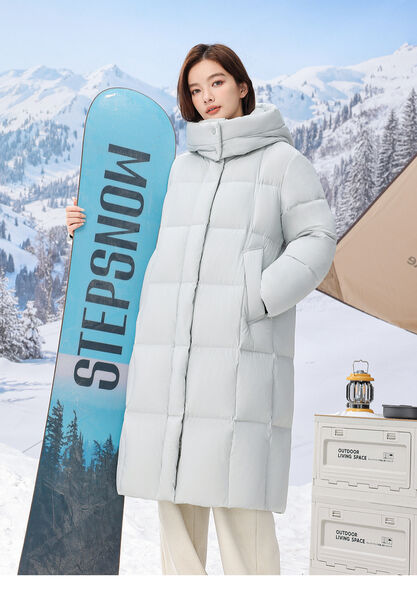 Áo khoác phao lông vũ nữ dáng dài phong cách thoải mái, năng...