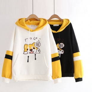 Áo hoodie nữ thêu hình chú chó Shiba Inu