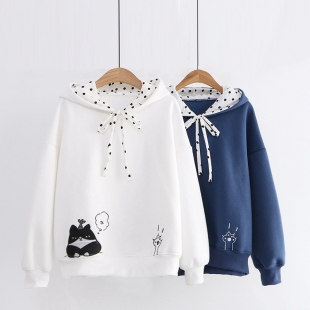Áo hoodie nữ hình chú mèo đang mơ về cá