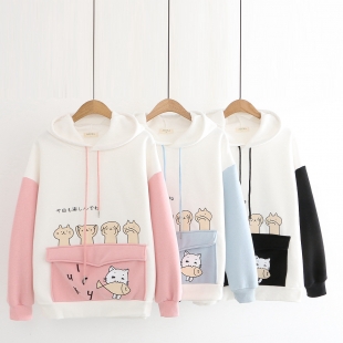 Áo hoodie nữ hình mèo ăn cá