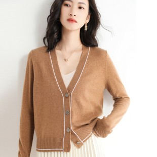Áo khoác cardigan dệt kim cổ V đơn giản