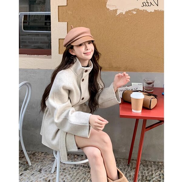 Áo khoác dạ lông cừu pha Cashmere nữ