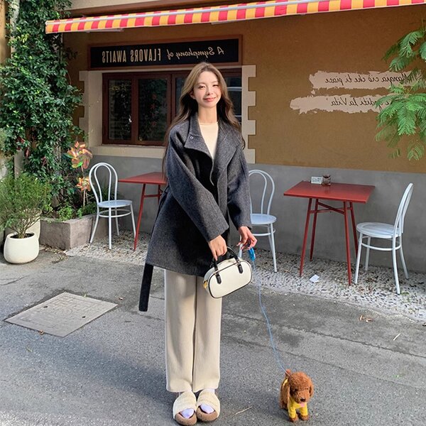 Áo khoác dạ lông cừu pha Cashmere nữ