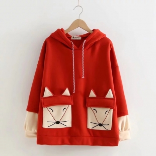 Áo hoodie nữ túi hình chú cáo
