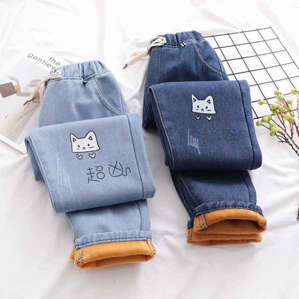 Quần Jeans nữ họa tiết mèo dễ thương