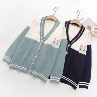 Áo khoác len cardigan nữ thêu hình chú thỏ