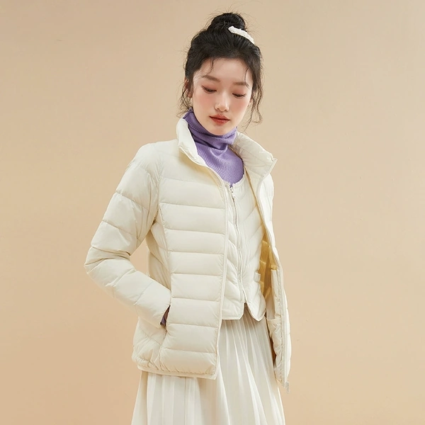 Áo khoác phao nữ lông vũ siêu nhẹ giữ ấm mùa đông