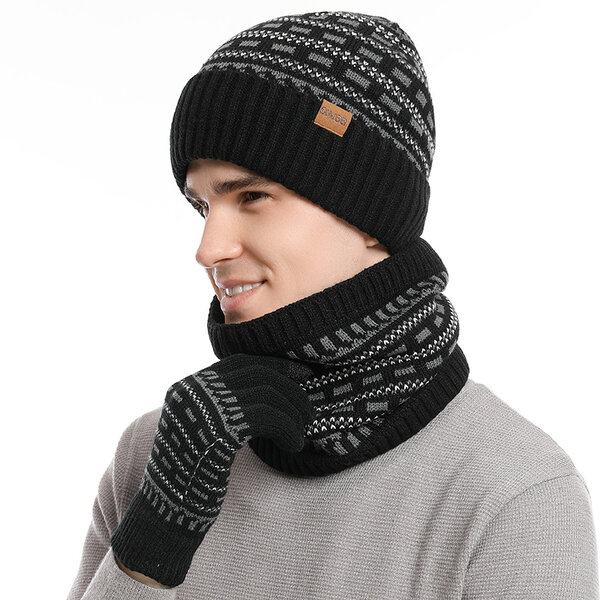 Bộ ba mũ len, khăn choàng và găng tay cho nam, nữ