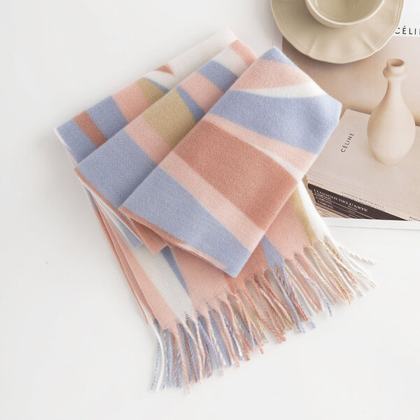 Khăn quàng cổ nữ dịu dàng ngọt ngào sọc cảm giác cao cấp...