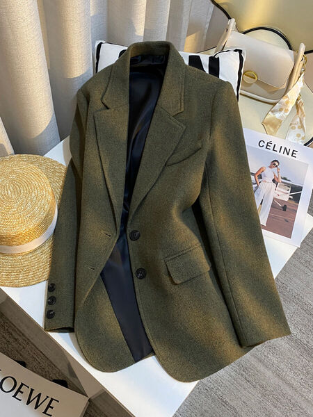 Áo khoác dạ nữ dày dặn, phong cách retro sang trọng cho mùa thu...