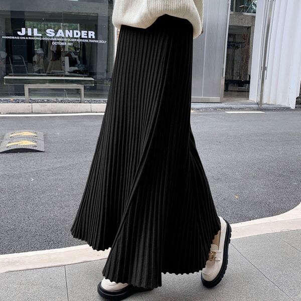 Chân váy dài nửa thân xếp ly chữ A