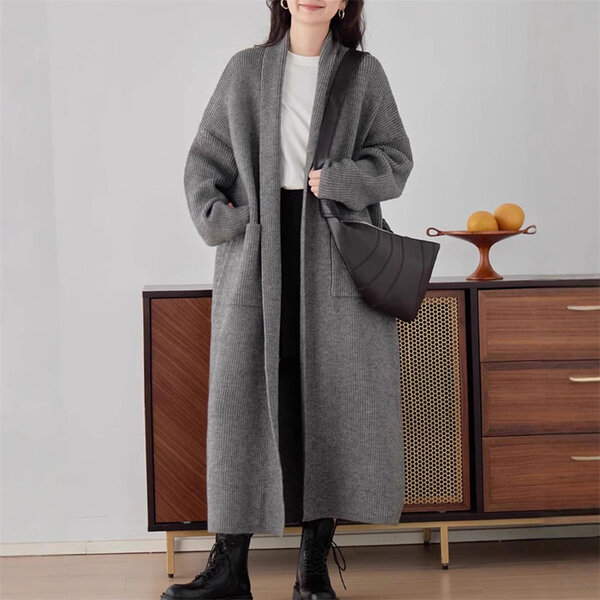 Áo khoác cardigan nữ dáng dài thu đông phong cách lười biếng,...