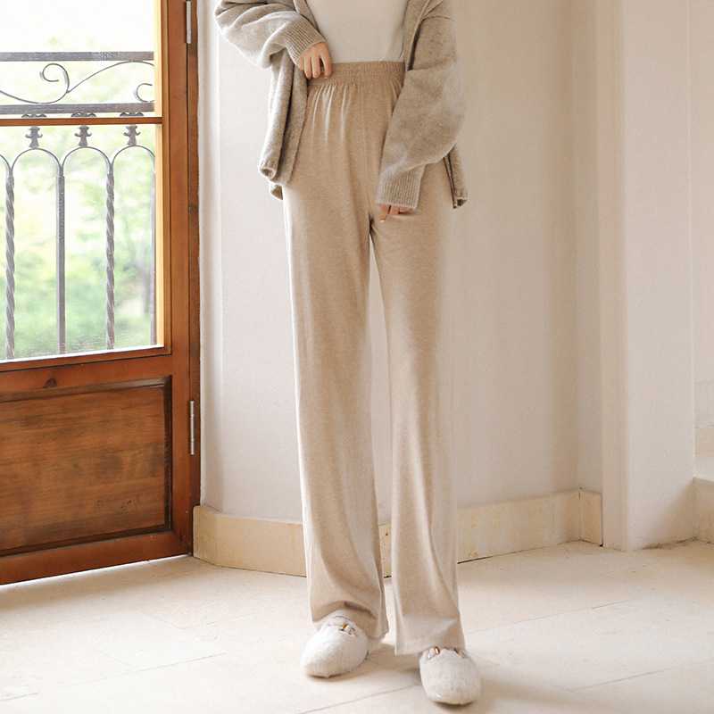 Quần ống rộng dệt kim nữ mùa thu đông