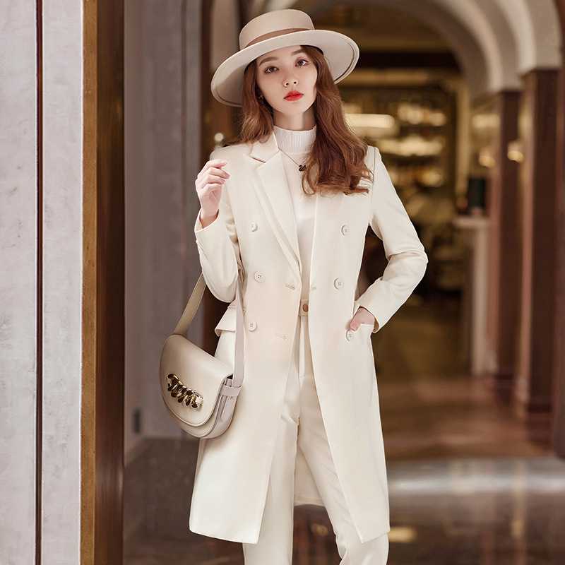 Áo khoác blazer nữ dáng dài phong cách Hàn Quốc mùa thu đông