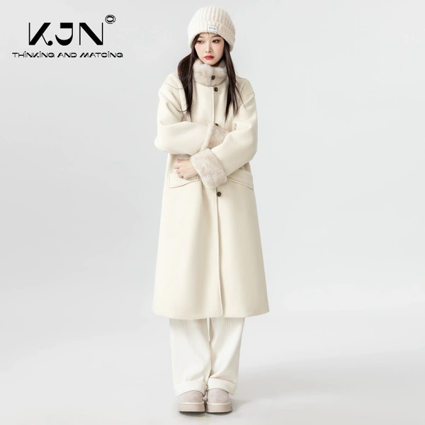 Áo khoác dạ lót lông cho nữ mùa đông, dày dặn, giữ ấm tốt