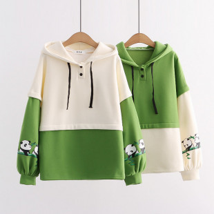 Áo hoodie nữ tay áo hình gấu trúc