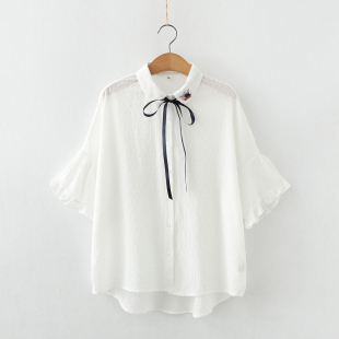 Áo sơ mi nữ cổ đính nơ