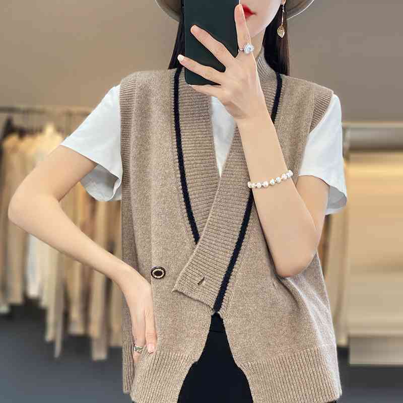 Áo vest nữ không tay cổ chữ V phong cách Hàn Quốc 